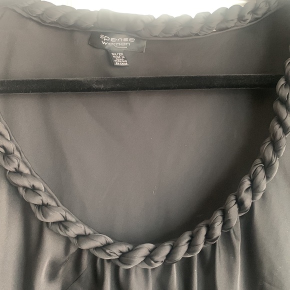 Spense Sleeveless Black Blouse with Braided Detail on Neckline - Picture 3 of 6